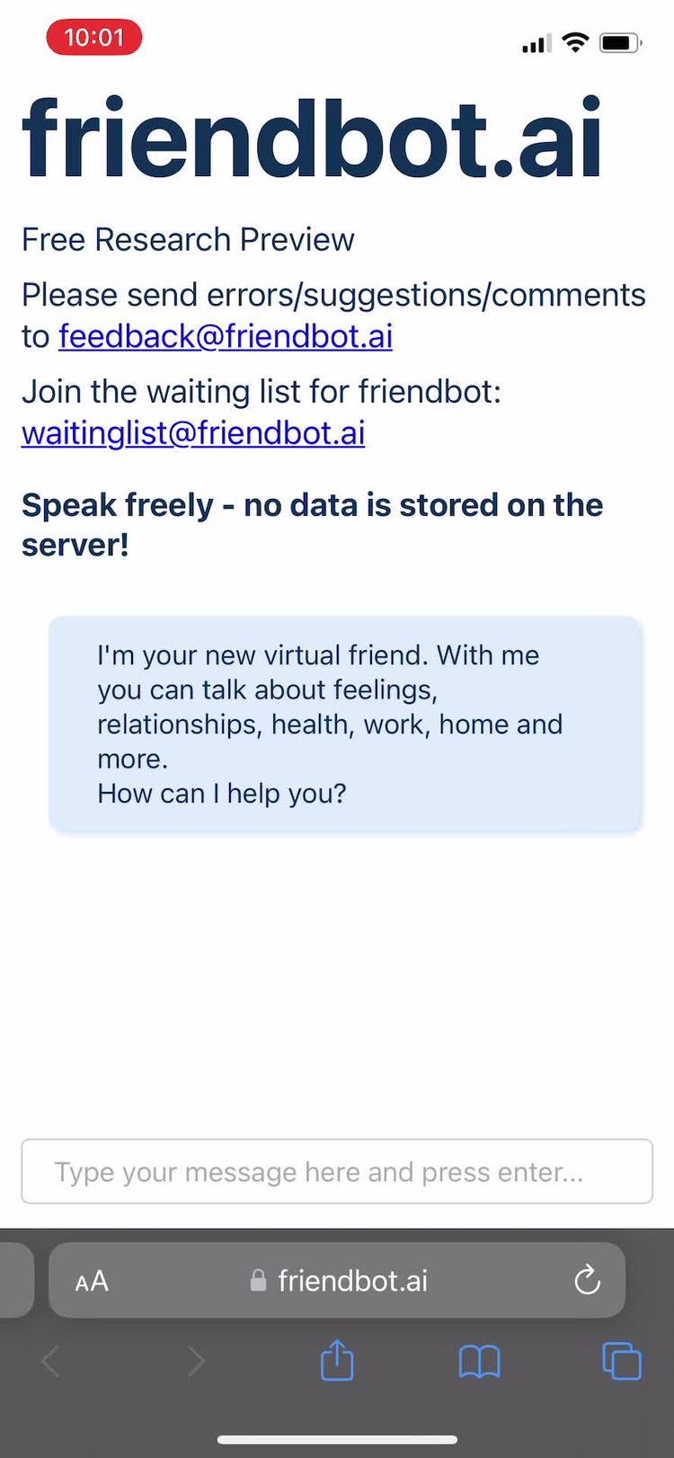 App e Servizi Digitali Video di Giada per FriendBot